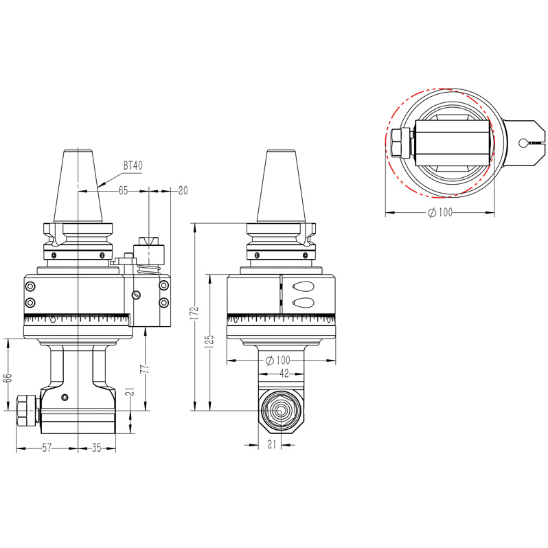 DK90-BT40-ER25-66 angle head