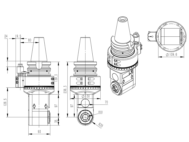 Analge heads External Dimensions
