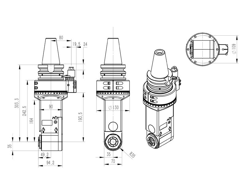 Analge heads External Dimensions