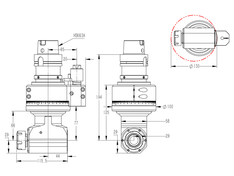 Analge heads External Dimensions