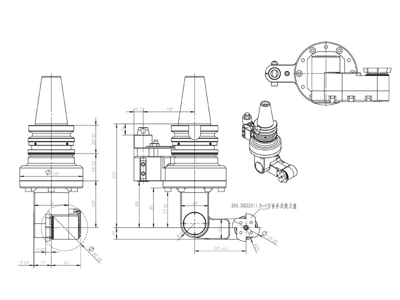 Angle Head Dimension Drawing