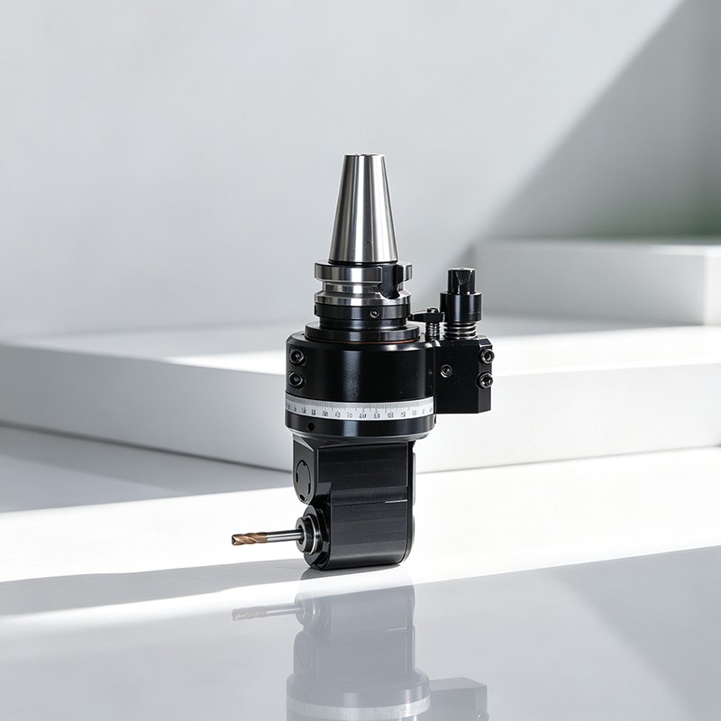 DK90-BT40-ER20MS​ Compact Right‑Angle Head for Confined Spaces — A space‑saving 90°​ right‑angle attachment for CNC machining centers​ and gantry mills, optimized for side milling​ in narrow cavities and deep pockets.